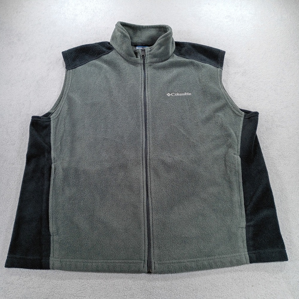 Columbia Mens Fleece Full Zip Vest Gray XL Zippered Pockets